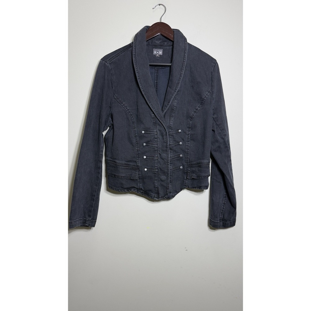 Converse One Star Denim Jacket Washed Black Y2K Women's Extra Large